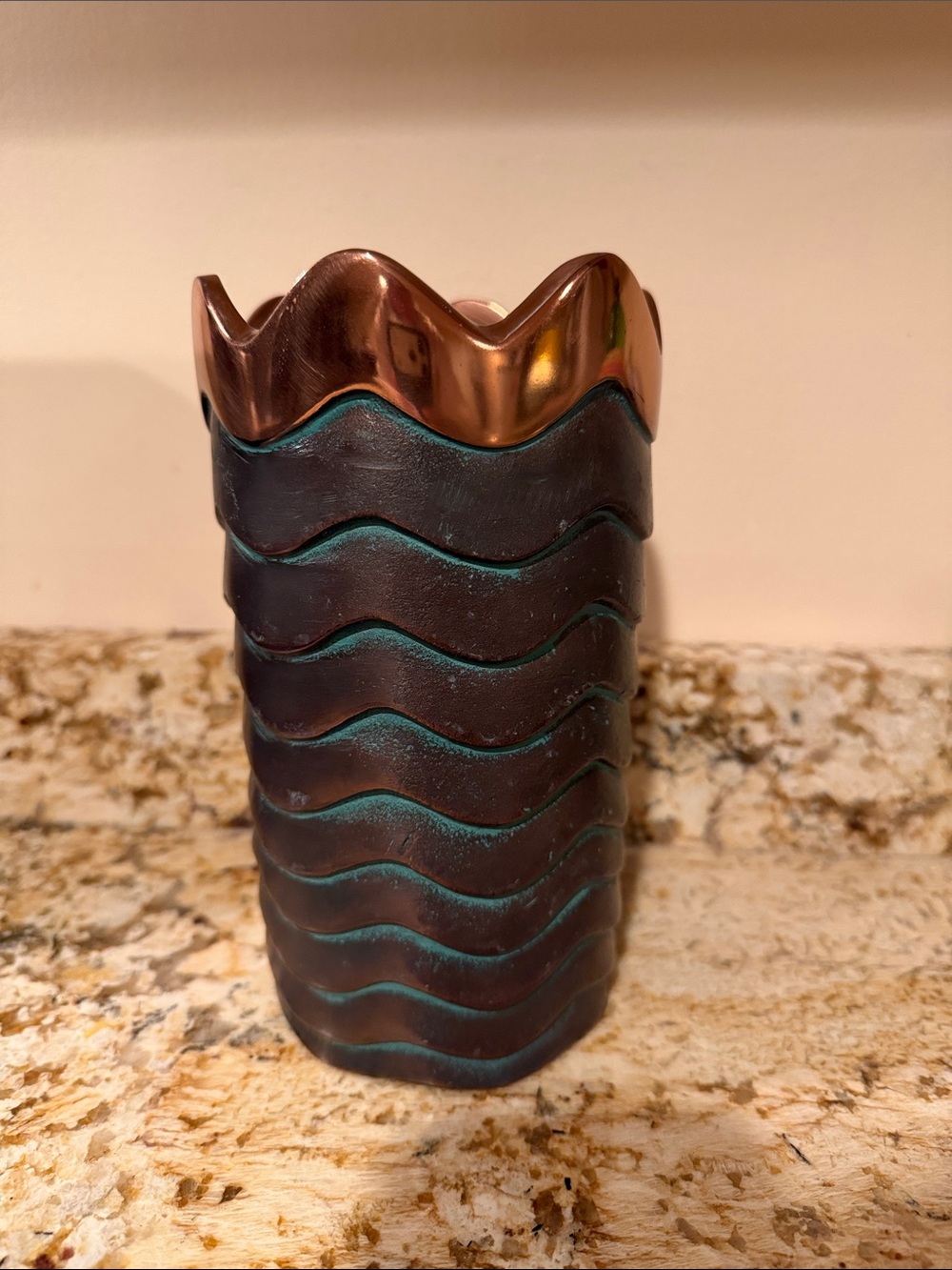 Nambe Copper Canyon Vase Lisa Smith Verdigris Finish 12.5"  Tall One of One